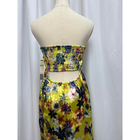 NWT! Anthropologie Twist-Front Midi Dress YELLOW MOTIF SIZE-SMALL - Picture 4 of 9